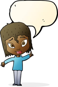 cartoon woman with idea with speech bubble vector