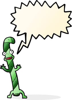 cartoon dancing christmas candy cane with speech bubble vector