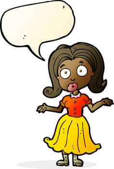 cartoon confused girl with speech bubble vector