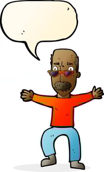 cartoon old man waving arms with speech bubble vector