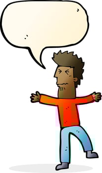 cartoon stressed man with speech bubble vector