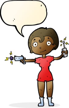 cartoon future space girl with speech bubble vector