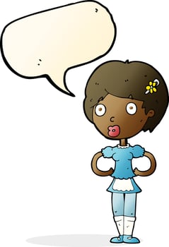 cartoon woman in french maid outfit with speech bubble vector