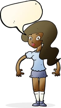 cartoon pretty woman with speech bubble vector