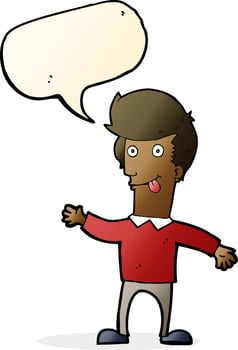 cartoon man sticking out tongue with speech bubble vector