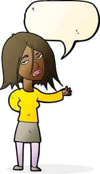 cartoon unhappy woman with speech bubble vector