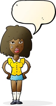 cartoon woman been in fight with speech bubble vector
