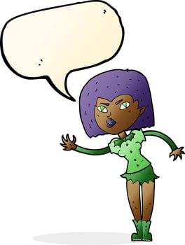 cartoon vampire girl with speech bubble vector