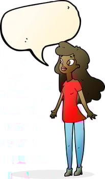 cartoon pretty girl with speech bubble vector