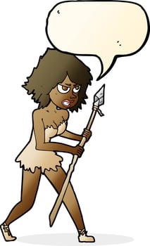cartoon cave girl with speech bubble vector