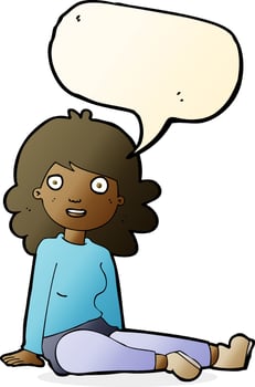 cartoon happy woman with speech bubble vector