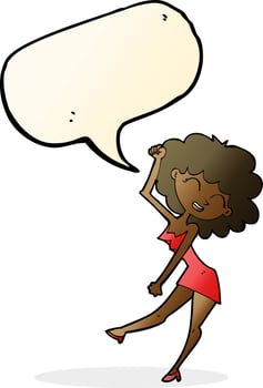 cartoon dancing woman with speech bubble vector
