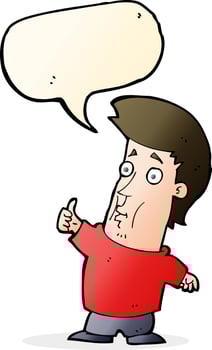 cartoon man giving thumbs up sign with speech bubble vector