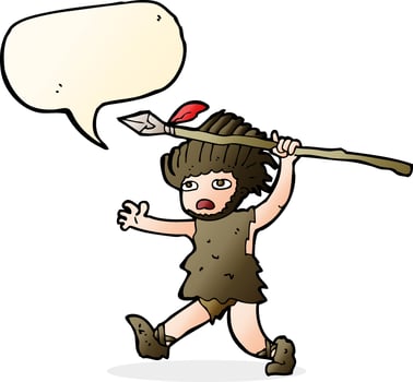 cartoon caveman with speech bubble vector