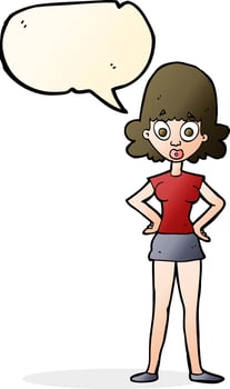 cartoon surprised woman with speech bubble vector