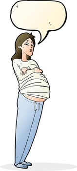 cartoon pregnant woman with speech bubble vector