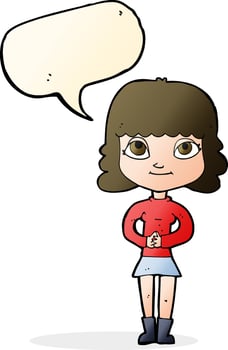 cartoon happy woman with speech bubble vector