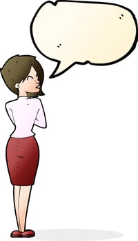 cartoon businesswoman ignoring with speech bubble vector