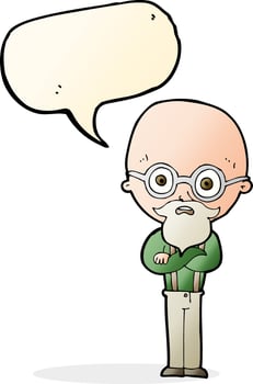 cartoon annoyed old man with speech bubble vector