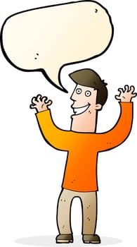 cartoon excited man with speech bubble vector