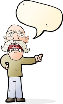 cartoon angry old man with speech bubble vector