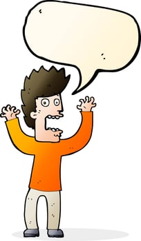 cartoon terrified man with speech bubble vector