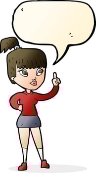 cartoon attractive girl with idea with speech bubble vector