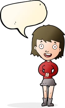 cartoon excited woman with speech bubble vector