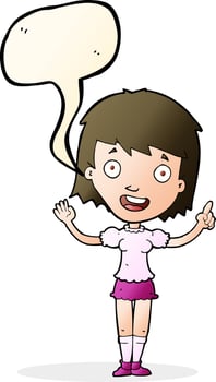 cartoon woman pointing with speech bubble vector