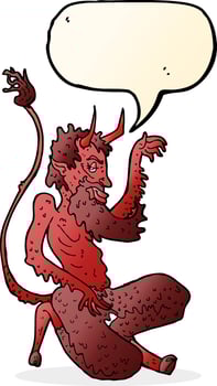 cartoon traditional devil with speech bubble vector