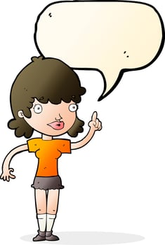 cartoon woman with idea with speech bubble vector