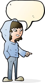 cartoon pointing teenager with speech bubble vector