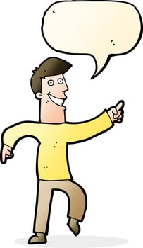 cartoon grinning man with speech bubble vector