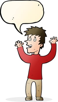 cartoon excited man with speech bubble vector