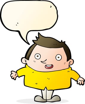 cartoon happy man with speech bubble vector