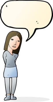 cartoon woman waiting with speech bubble vector