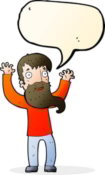 cartoon excited man with beard with speech bubble vector