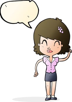 cartoon pretty woman with idea with speech bubble vector