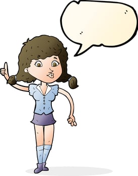 cartoon pretty woman with idea with speech bubble vector