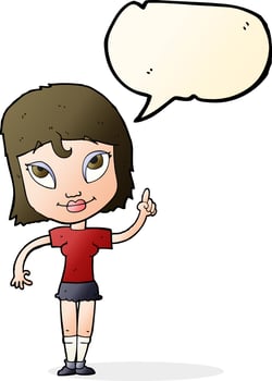 cartoon woman with idea with speech bubble vector