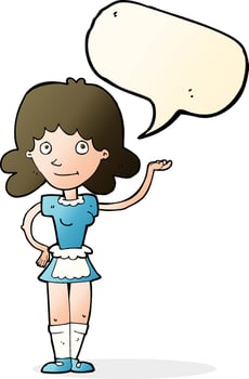 cartoon maid with speech bubble vector