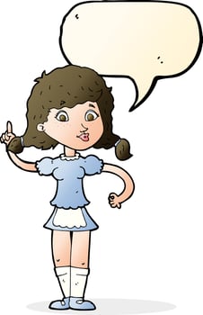 cartoon pretty maid woman with speech bubble vector