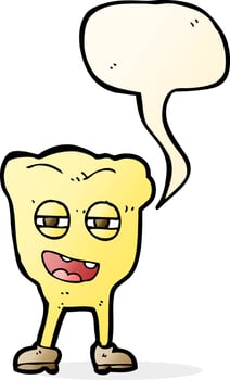 cartoon rotten tooth character with speech bubble vector