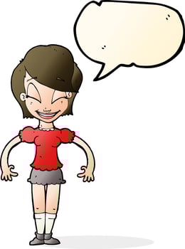 cartoon pretty woman with speech bubble vector