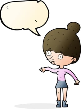 cartoon surprised woman with speech bubble vector