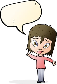 cartoon woman with idea with speech bubble vector