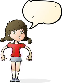 cartoon pretty girl with speech bubble vector