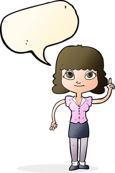 cartoon woman with idea with speech bubble vector