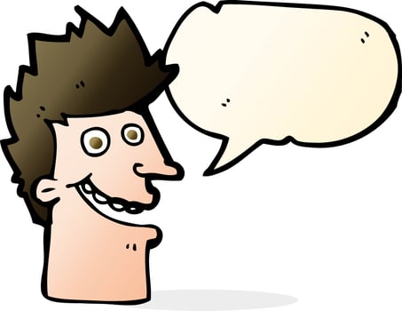 cartoon happy man face with speech bubble vector