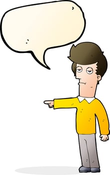 cartoon pointing man with speech bubble vector